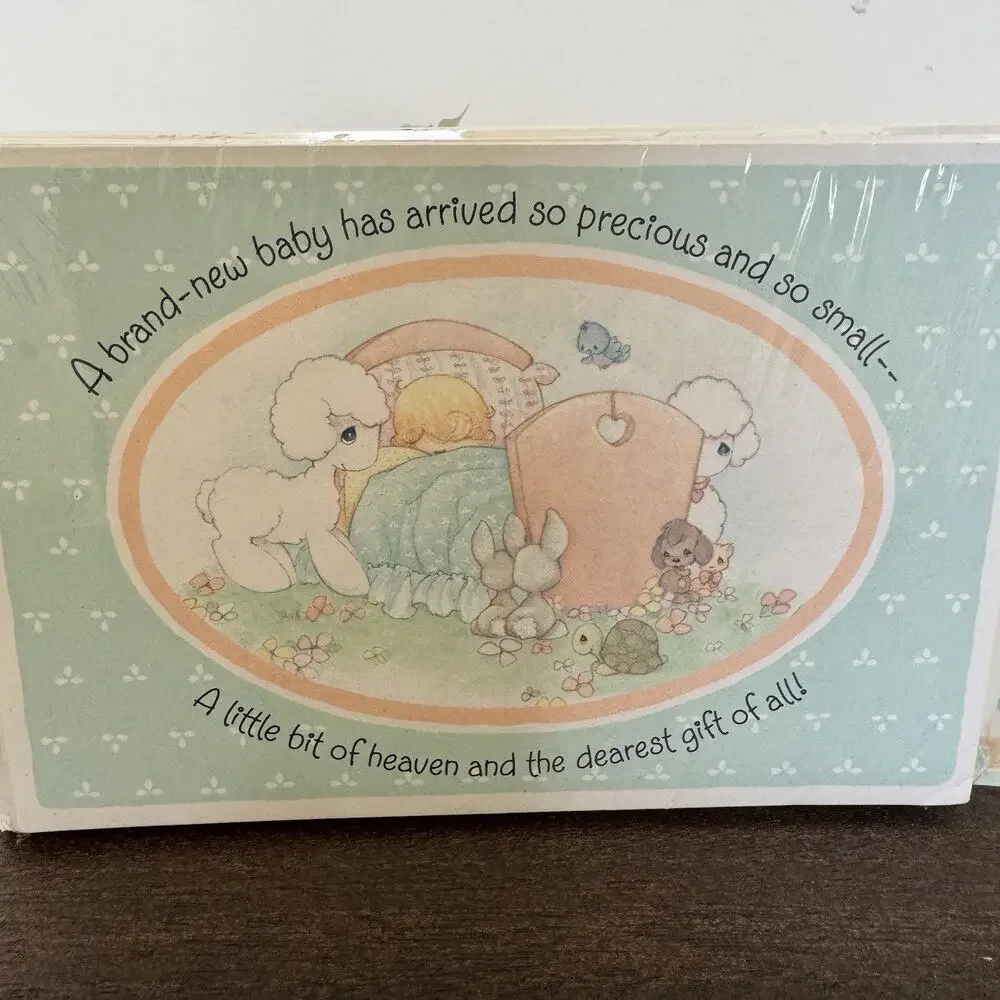 VTG Hallmark Precious Moments New Baby Birth Announcements Boy Or Girl Set Of 8